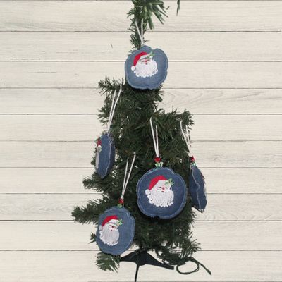 Denim Santa Ornament