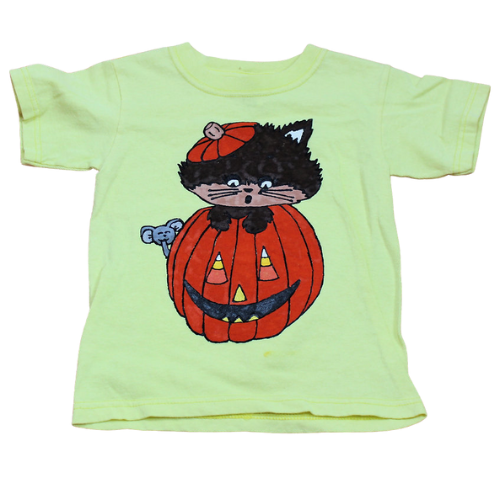 Hand-painted Halloween Cat Kids Shirt Hand-painted Halloween Cat Kids Shirt