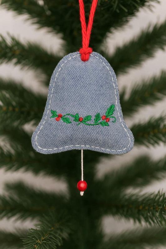 Denim Bell Ornament