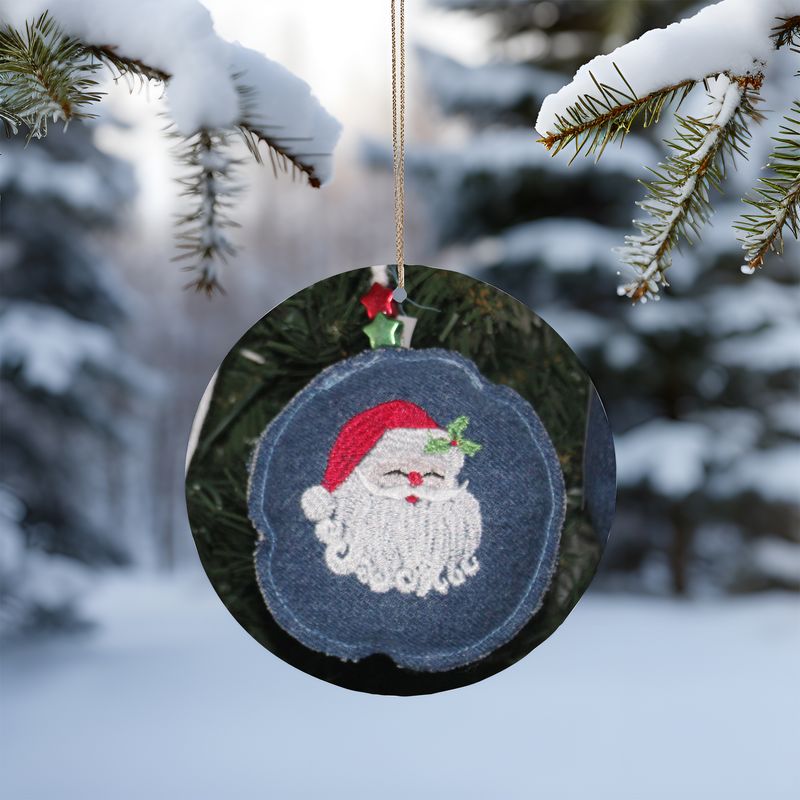 Denim Santa Ornament