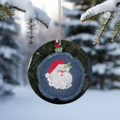 Denim Santa Ornament