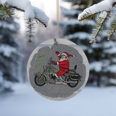 Embroider Santa Motorcycle Christmas Ornament Embroider Santa Motorcycle Christmas Ornament