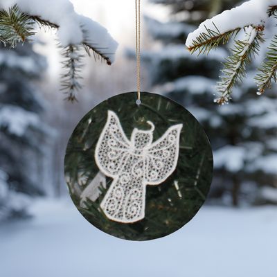 Medium Embroidered Angel Ornament