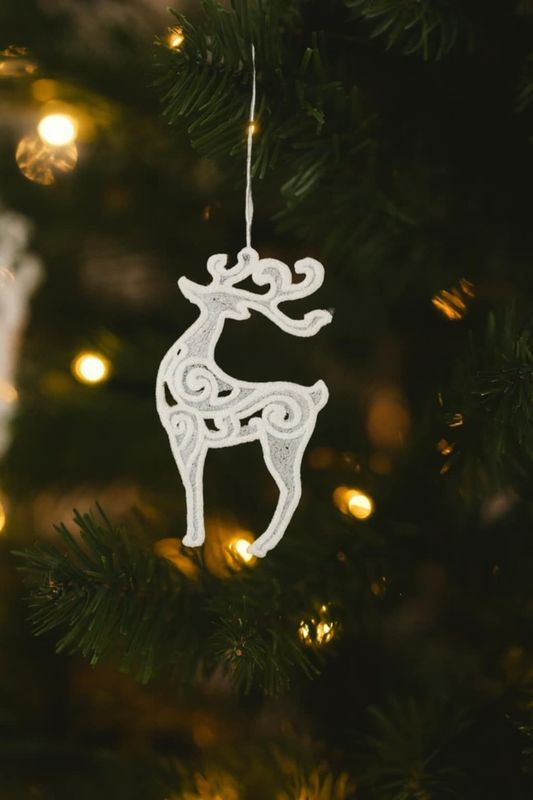 Reindeer Lace Embroidered Ornament