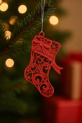 Red Lace Stocking Ornament