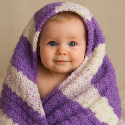 Hand Crocheted Purple & White Afghan Hand Crocheted Purple & White Afghan