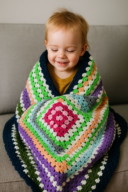 Multi-Color Crochet Afghan with Ripples