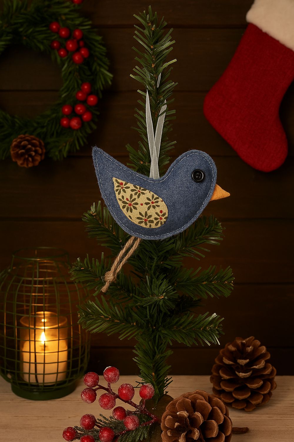 Denim Bird Ornament/Decor
