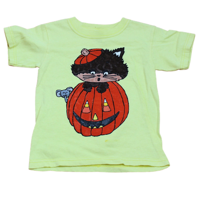 Hand-painted Halloween Cat Kids Shirt