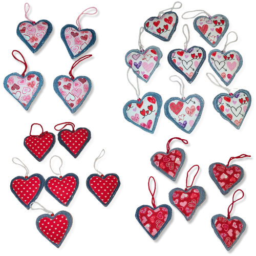 Recycled Blue Jean Heart Ornaments