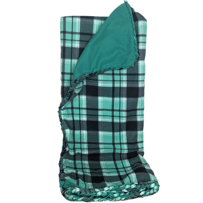 Aqua Green Plaid Fleece Blanket