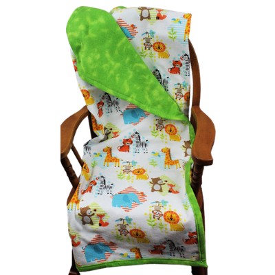 Flannel Zoo Animal Baby Blanket