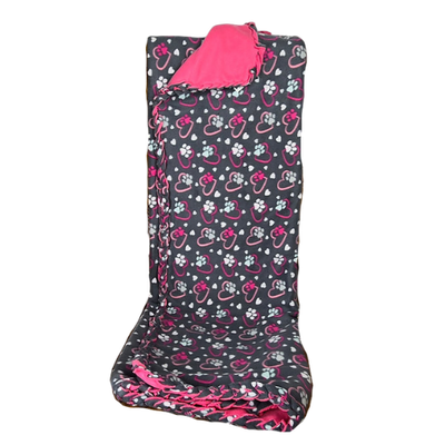 Large Heart Paw Print Pink Pet Blanket