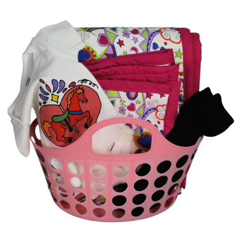 Baby Girl's Carousel Horse Gift Basket