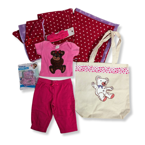 Painted Teddy Bear Baby Girl Gift Set