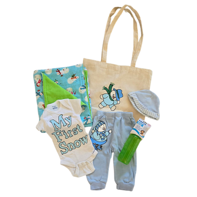 Hand Painted “My First Snow” Baby Boy Gift Set Hand Painted “My First Snow” Baby Boy Gift Set