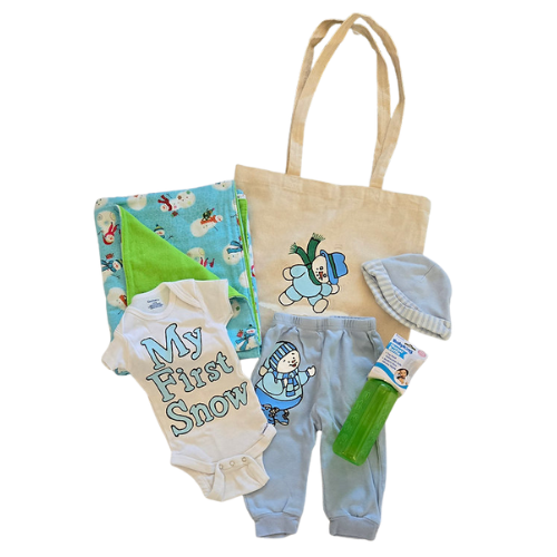 Hand Painted “My First Snow” Baby Boy Gift Set
