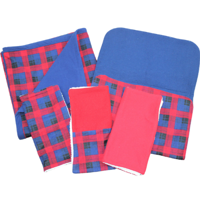Red & Blue Plaid Baby Changing Set