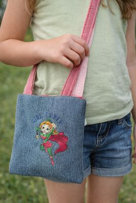 St. Patrick's Day Irish Girl Design- Embroidered Denim Tote Bag Purse