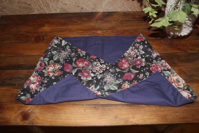 Handmade Reversible Floral Table Runner – Elegant Navy Blue & Vintage Rose Table Decor