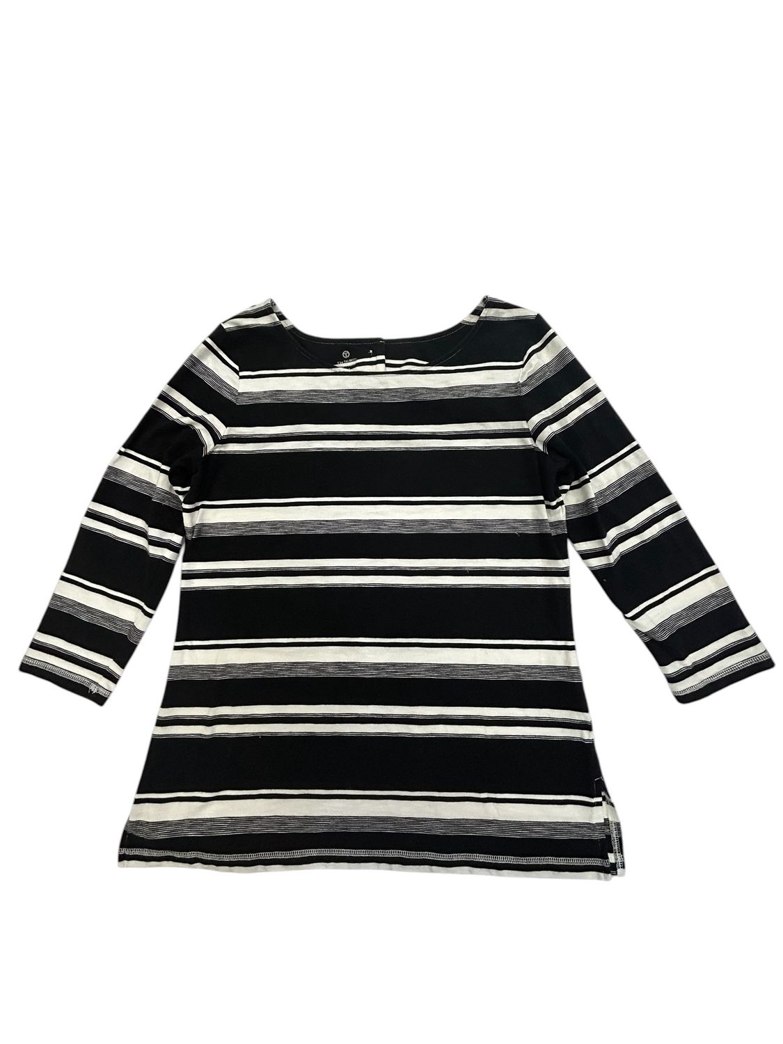 Talbots Black and White striped sleeve top
