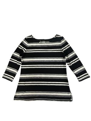 Talbots Black and White striped sleeve top