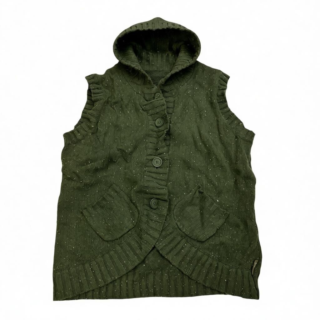 Woolrich Angora Blend Vest Cardigan Sweater in spruce green