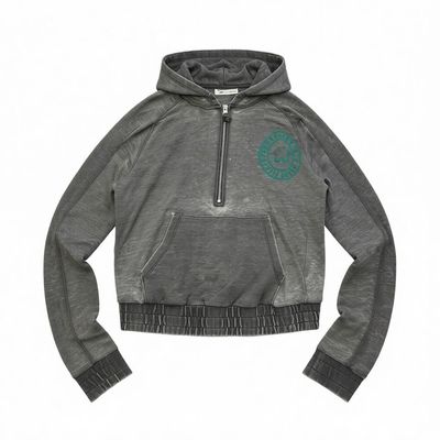 Ivory Ella Full Zip Hoodie in a Snow Wash Color