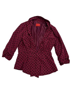 Elle Raspberry Purple Black Polka Dot Blazer
