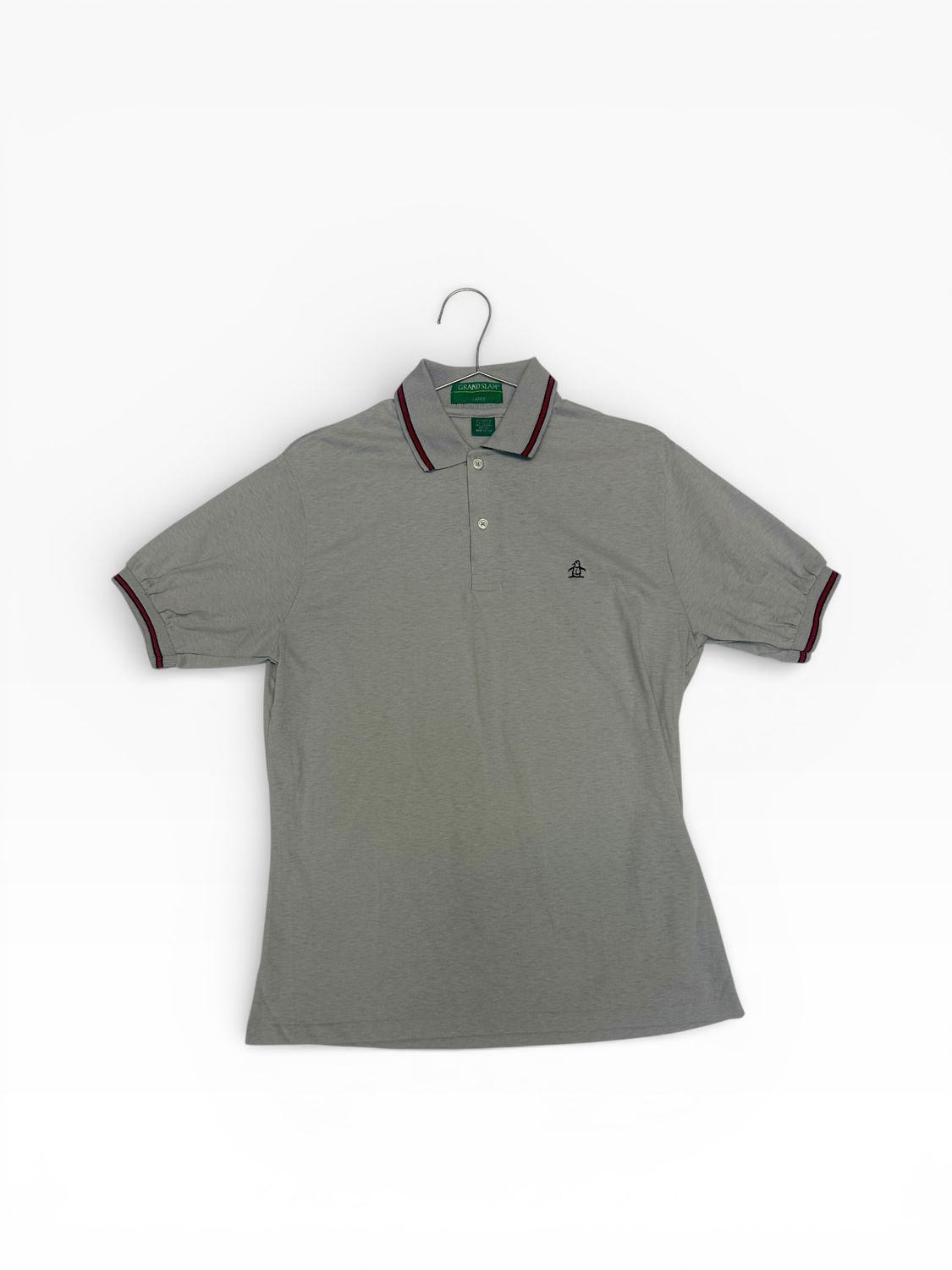 Grand Slam Grey Polo Shirt with Black and Red Stripes