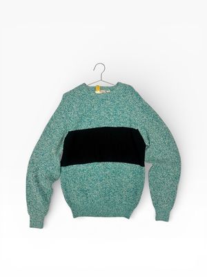 Sundays Teal and Black Striped Knit Sweater