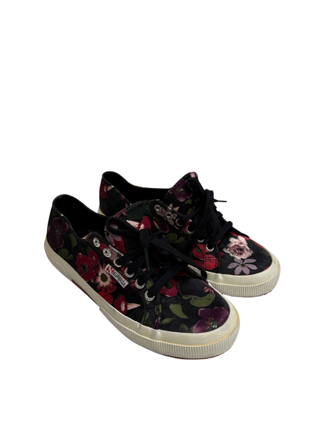 Superga Black Smooth floral pattern lace-up