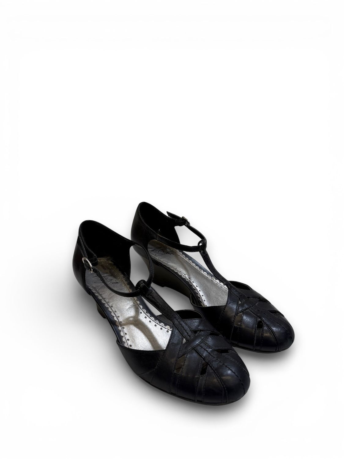 Adagio Black Leather T-strap Ballroom or swing dance shoes.