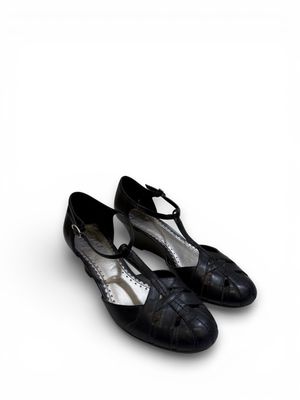 Adagio Black Leather T-strap Ballroom or swing dance shoes.