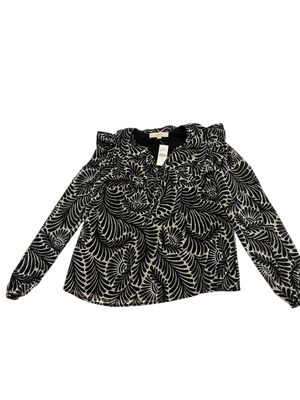 LOFT Women’s Black and White Leaf Pattern Blouse Size XS