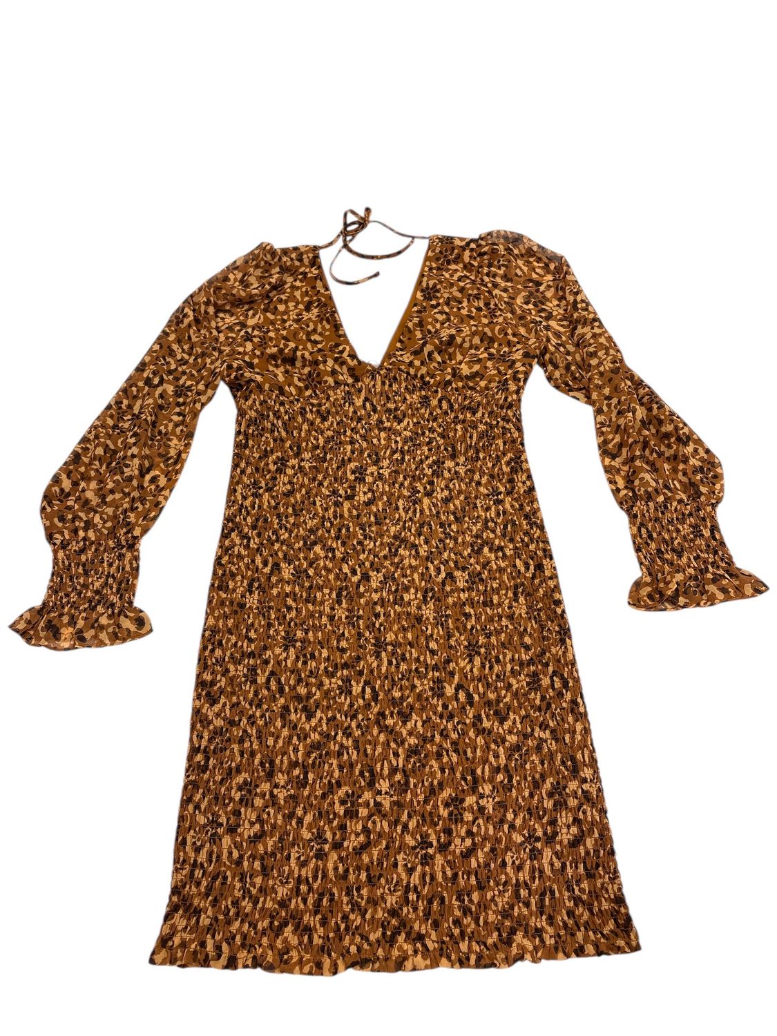 Brown patterned smock dress