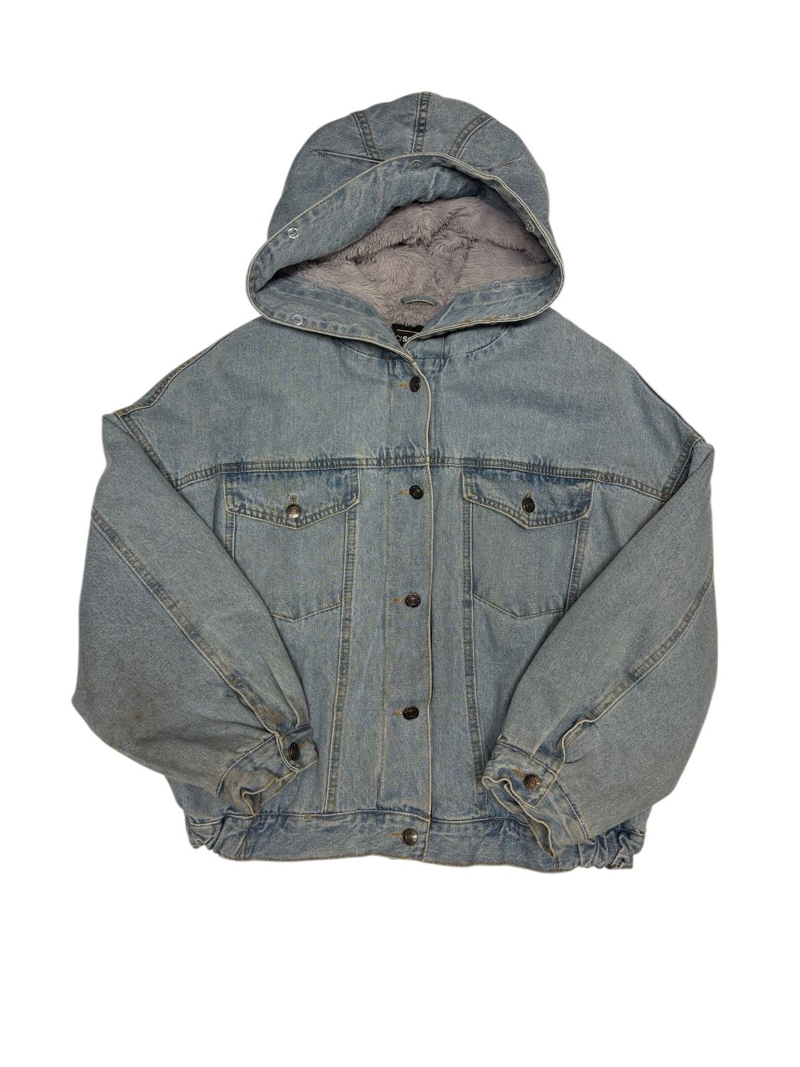 Cisono Hooded Denim Jacket with A Fleece Lining