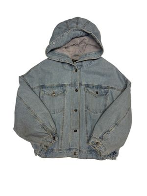 Cisono Hooded Denim Jacket with A Fleece Lining