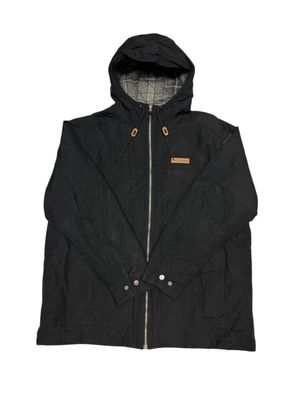 Columbia Black Hooded Jacket with A Plaid Inner Lining