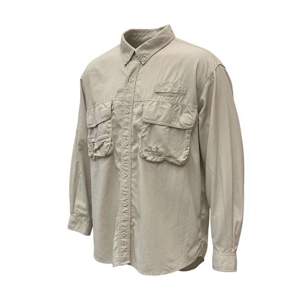 Cabela’s Men’s GuideWear Tan Button-Up Shirt Size Large