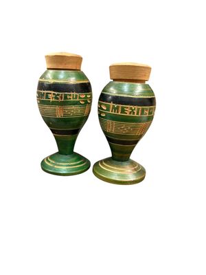 Green Wooden Mexico Salt and Pepper Shaker