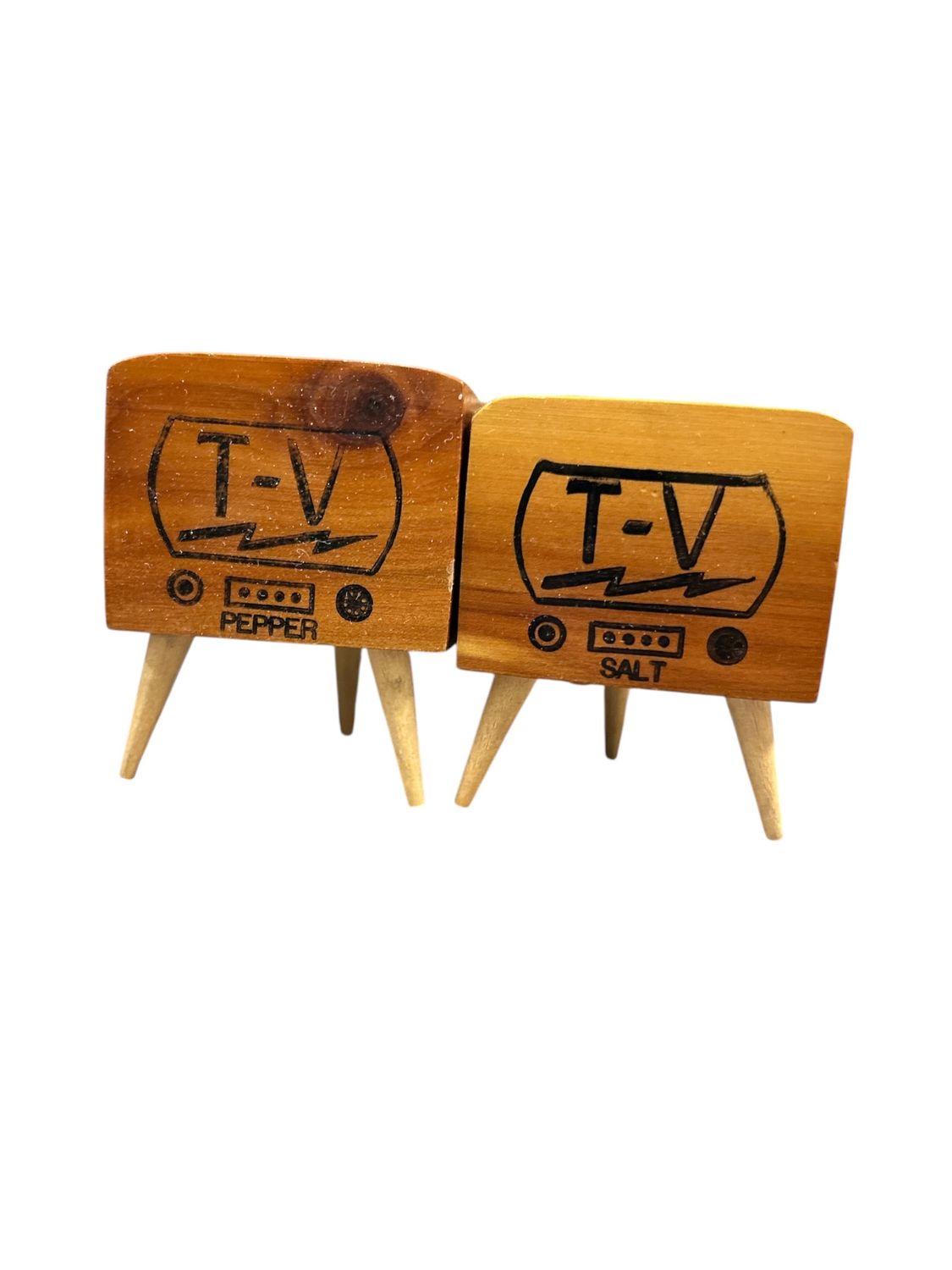 Wooden TV Salt &amp; Pepper Shakers
