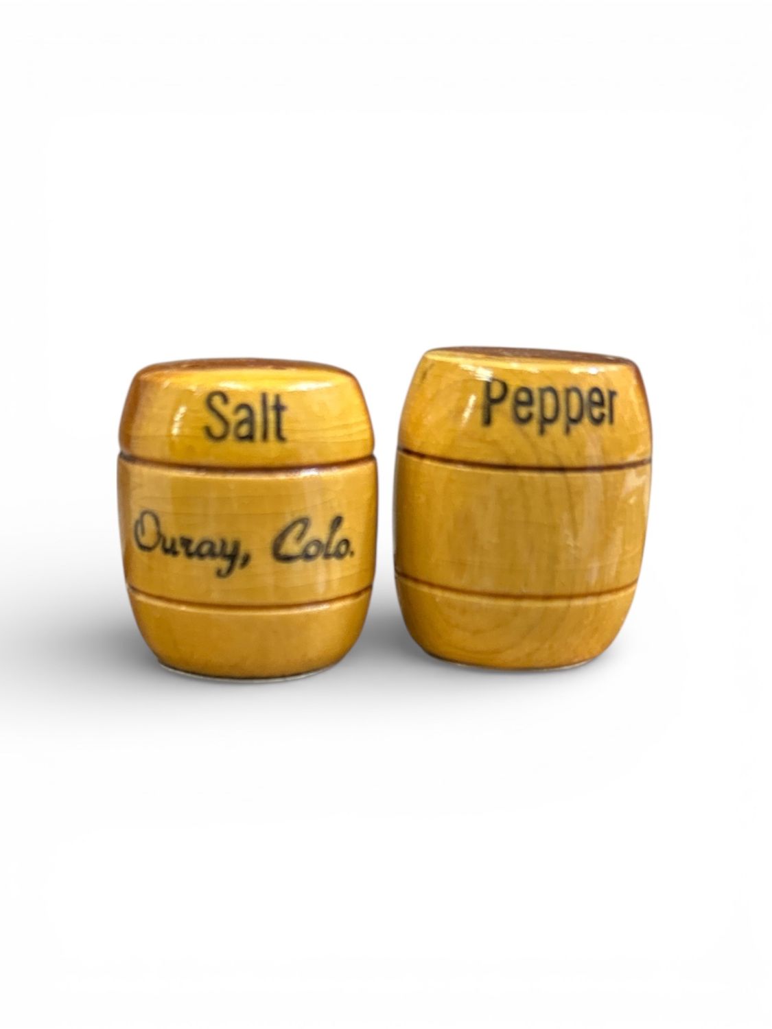 Wooden Barrel Salt &amp; Pepper Shakers