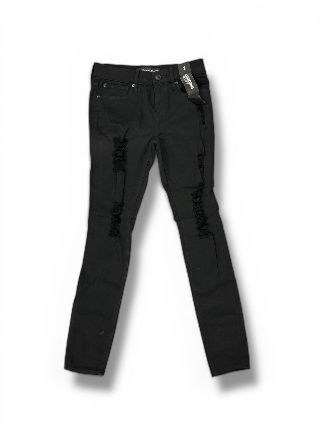 Express Jeans Black Legging Mid Rise Ripped Jeans