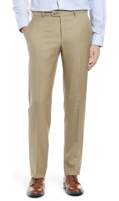 SAVANE Men’s Hidden Expandable Waistband Flat Front