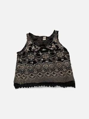 bila Women’s Black Floral Tank Top