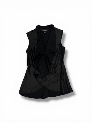 Katherine New York Black Sleeveless Ruffle Blouse Top