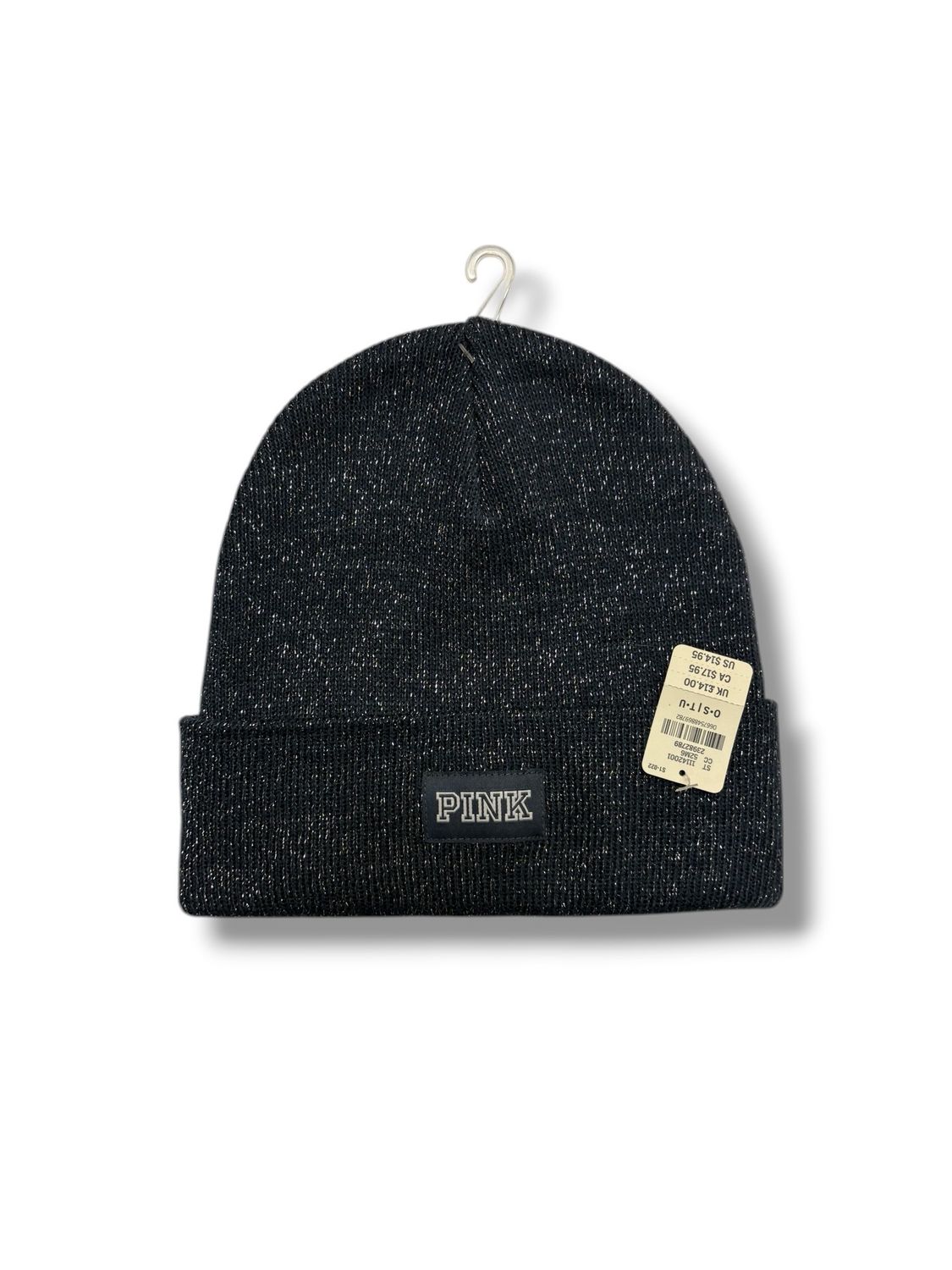 PINK Victoria's Secret SHIMMER Sparkle Beanie KNIT HAT SILVER Grey