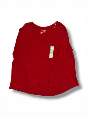 Terra &amp; Sky Red V-Neck Long Sleeve T-Shirt Women's
