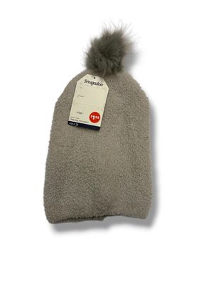 Snugadoo Super Soft Adult Gray Beanie Hat with Pom-Pom